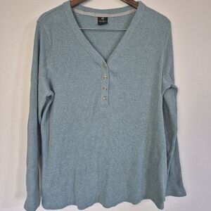 WindRiver Teal Waffle Weave THermal Long Sleeve Henley Top XL